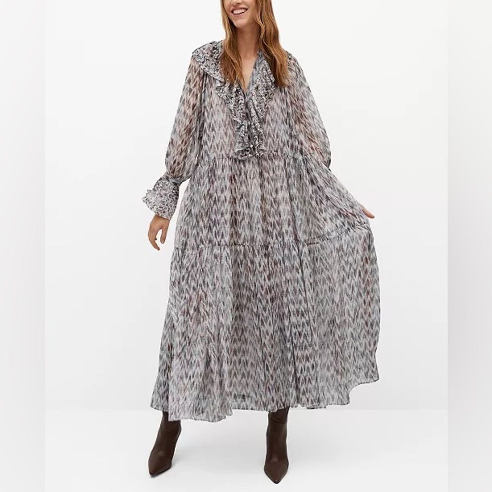 Mango Voluminous Ruffle Dress New - Picture 13 of 14